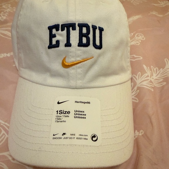 Nike White Cap with Gold Swoosh. Eastern Texas Baptist University. ETBU - Picture 3 of 15